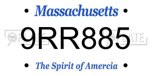 9RR885 Massachusetts License Plate
