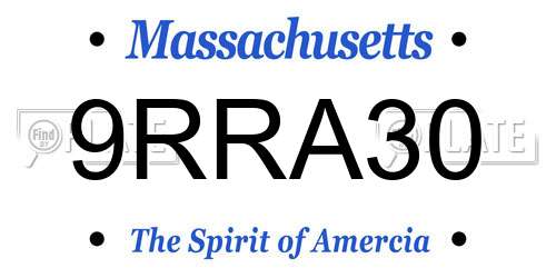 9RRA30 Massachusetts License Plate