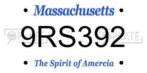 9RS392 Massachusetts License Plate