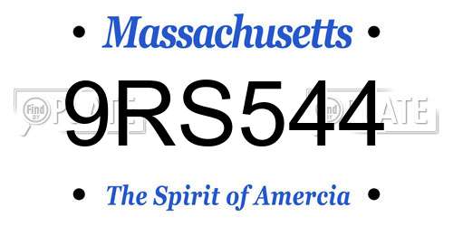 9RS544 Massachusetts License Plate