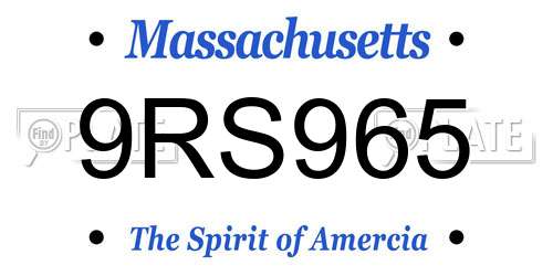 9RS965 Massachusetts License Plate