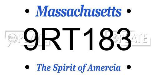 9RT183 Massachusetts License Plate
