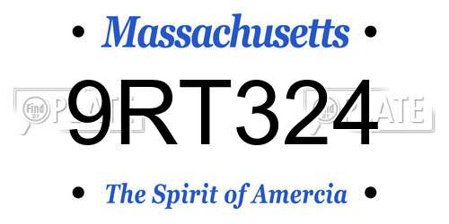 9RT324 Massachusetts License Plate