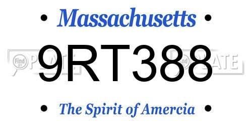 9RT388 Massachusetts License Plate