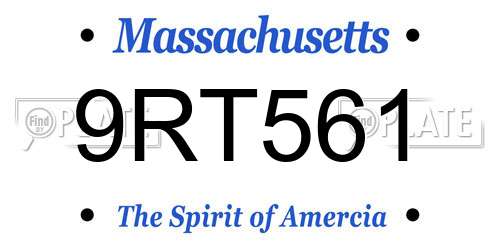 9RT561 Massachusetts License Plate