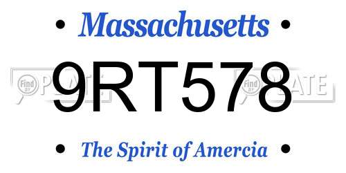 9RT578 Massachusetts License Plate