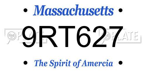 9RT627 Massachusetts License Plate