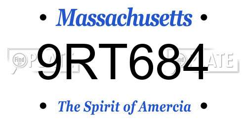 9RT684 Massachusetts License Plate