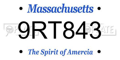 9RT843 Massachusetts License Plate