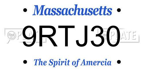 9RTJ30 Massachusetts License Plate