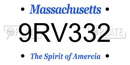 9RV332 Massachusetts License Plate