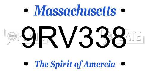 9RV338 Massachusetts License Plate