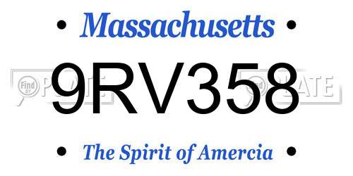 9RV358 Massachusetts License Plate