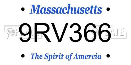 9RV366 Massachusetts License Plate