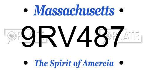 9RV487 Massachusetts License Plate
