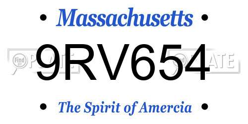 9RV654 Massachusetts License Plate