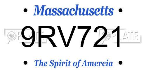 9RV721 Massachusetts License Plate