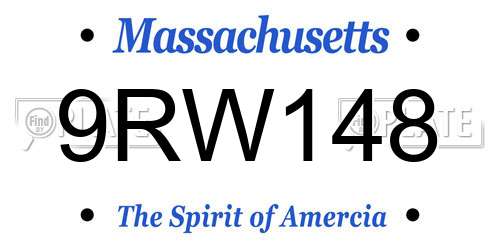 9RW148 Massachusetts License Plate