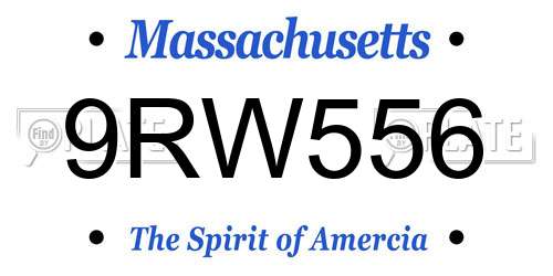 9RW556 Massachusetts License Plate