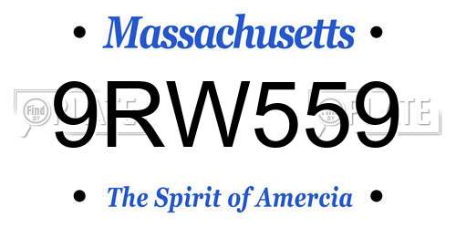 9RW559 Massachusetts License Plate