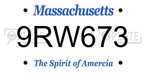 9RW673 Massachusetts License Plate
