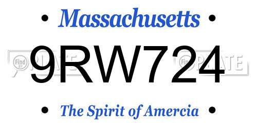 9RW724 Massachusetts License Plate
