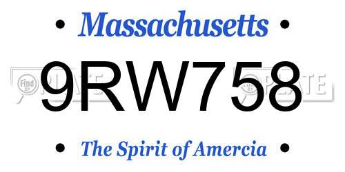 9RW758 Massachusetts License Plate