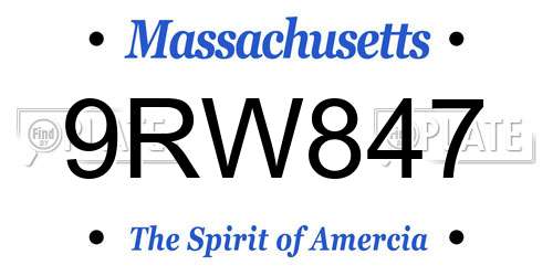 9RW847 Massachusetts License Plate