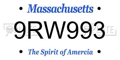 9RW993 Massachusetts License Plate