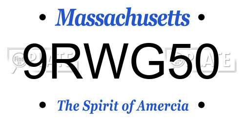 9RWG50 Massachusetts License Plate