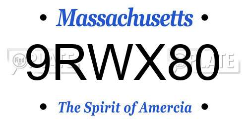 9RWX80 Massachusetts License Plate