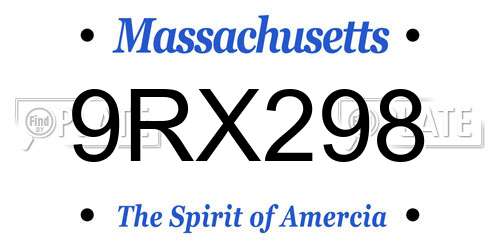 9RX298 Massachusetts License Plate