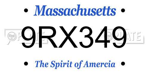 9RX349 Massachusetts License Plate
