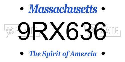 9RX636 Massachusetts License Plate