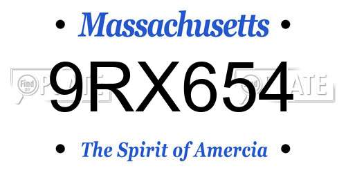 9RX654 Massachusetts License Plate