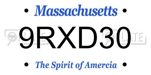 9RXD30 Massachusetts License Plate