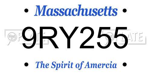 9RY255 Massachusetts License Plate
