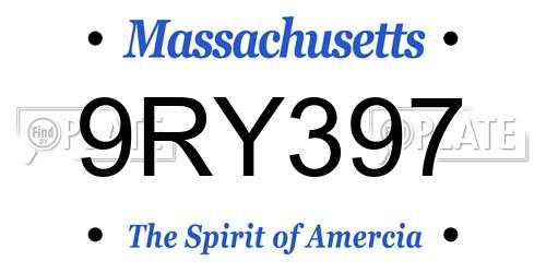 9RY397 Massachusetts License Plate