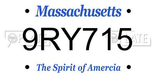 9RY715 Massachusetts License Plate