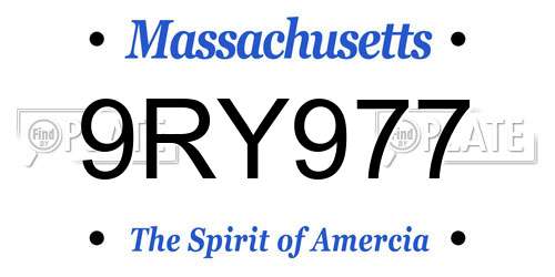 9RY977 Massachusetts License Plate