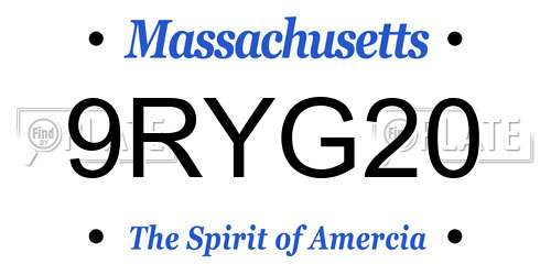9RYG20 Massachusetts License Plate