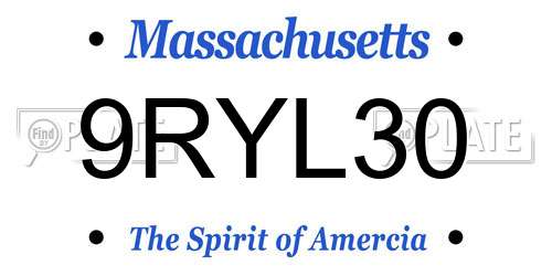 9RYL30 Massachusetts License Plate