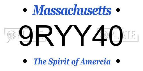 9RYY40 Massachusetts License Plate