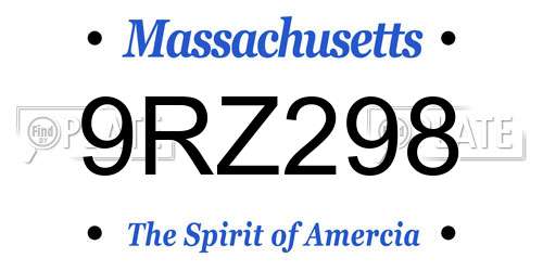 9RZ298 Massachusetts License Plate