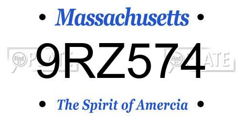 9RZ574 Massachusetts License Plate