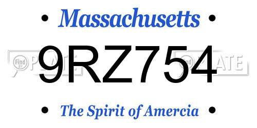 9RZ754 Massachusetts License Plate