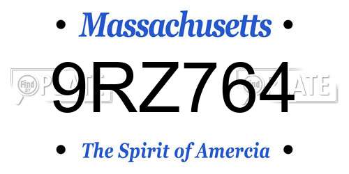 9RZ764 Massachusetts License Plate