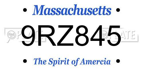 9RZ845 Massachusetts License Plate