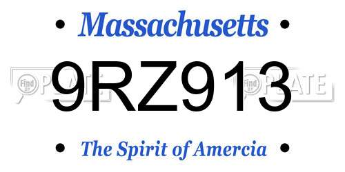 9RZ913 Massachusetts License Plate