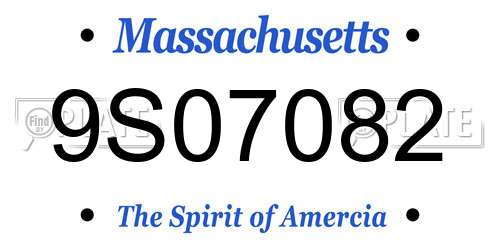 9S07082 Massachusetts License Plate